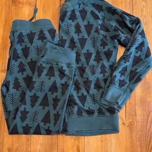 Hanna Andersson 7/8 Christmas Geometric Trees Set Teal Black Green